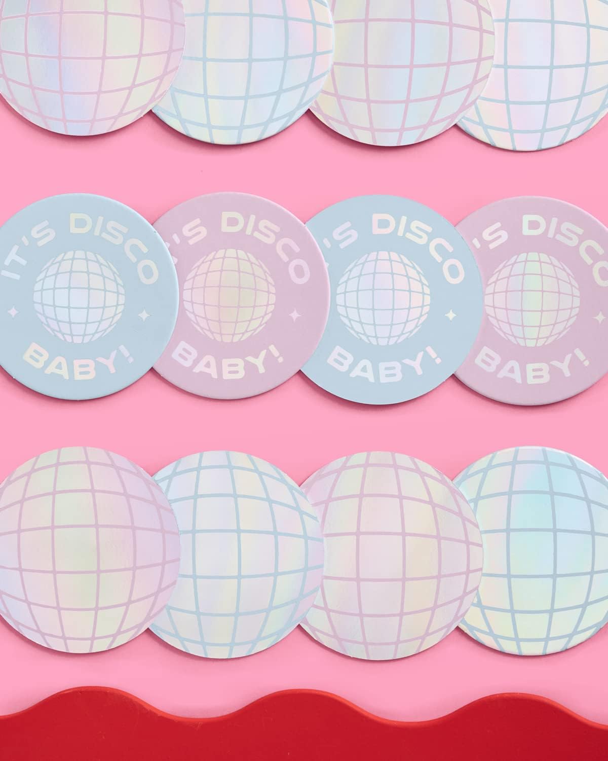 XO Fetti Disco Party Drink Coasters - 16pcs Iridescent Foil
