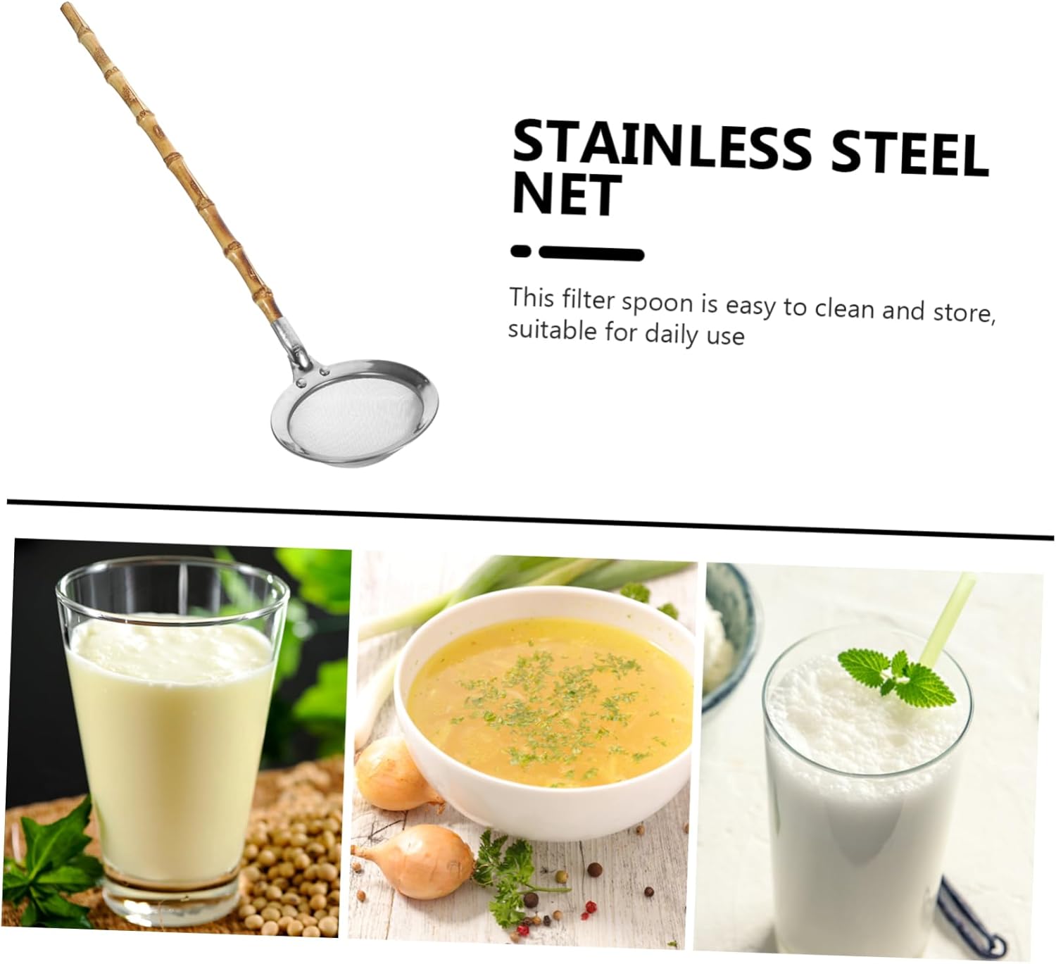 PRETYZOOM Stainless Steel Skimmer Ladle with Handle
