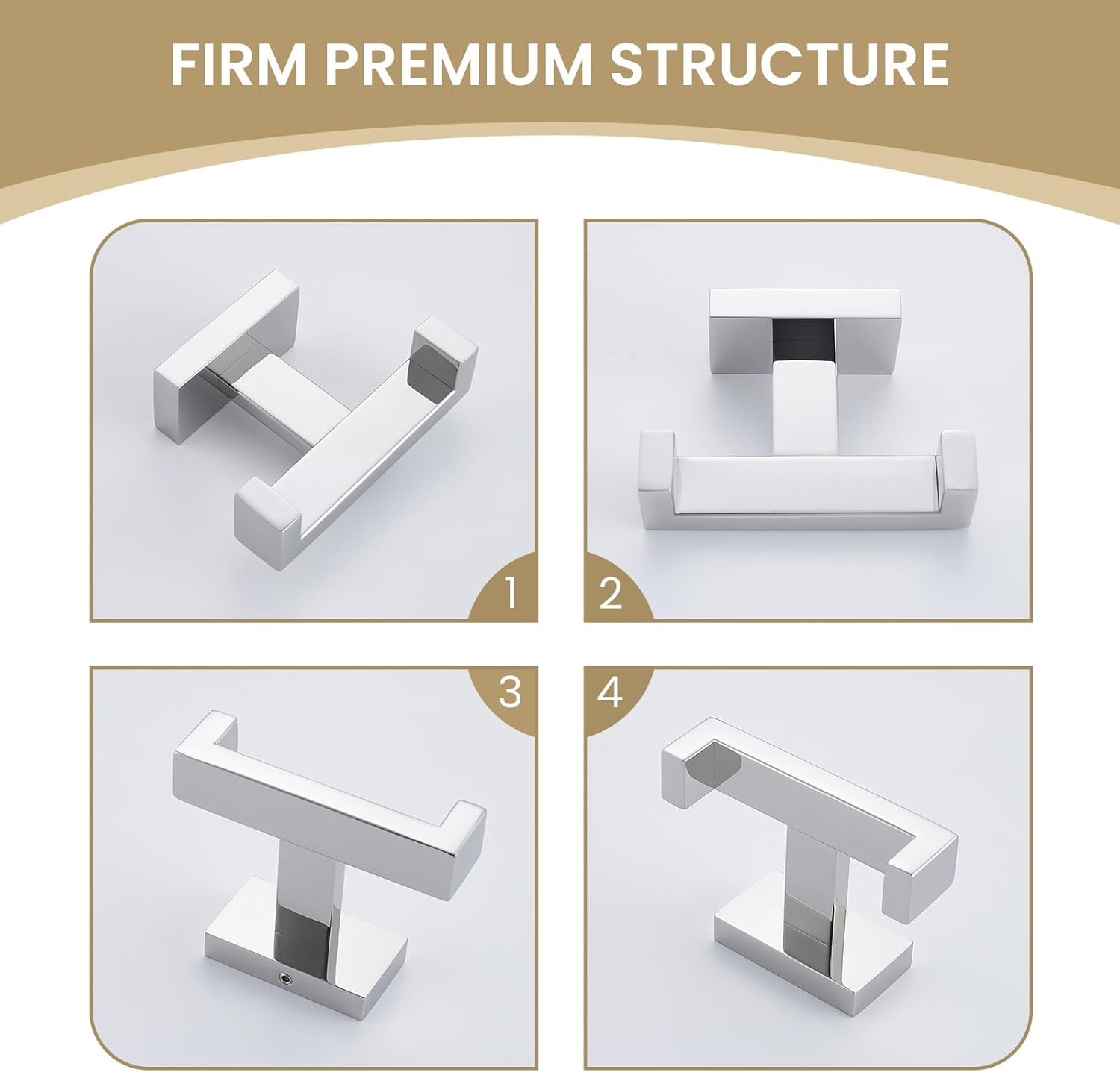 Suyar Double Towel Hook SUS304 Stainless Steel Polished Chrome Wall Mounted