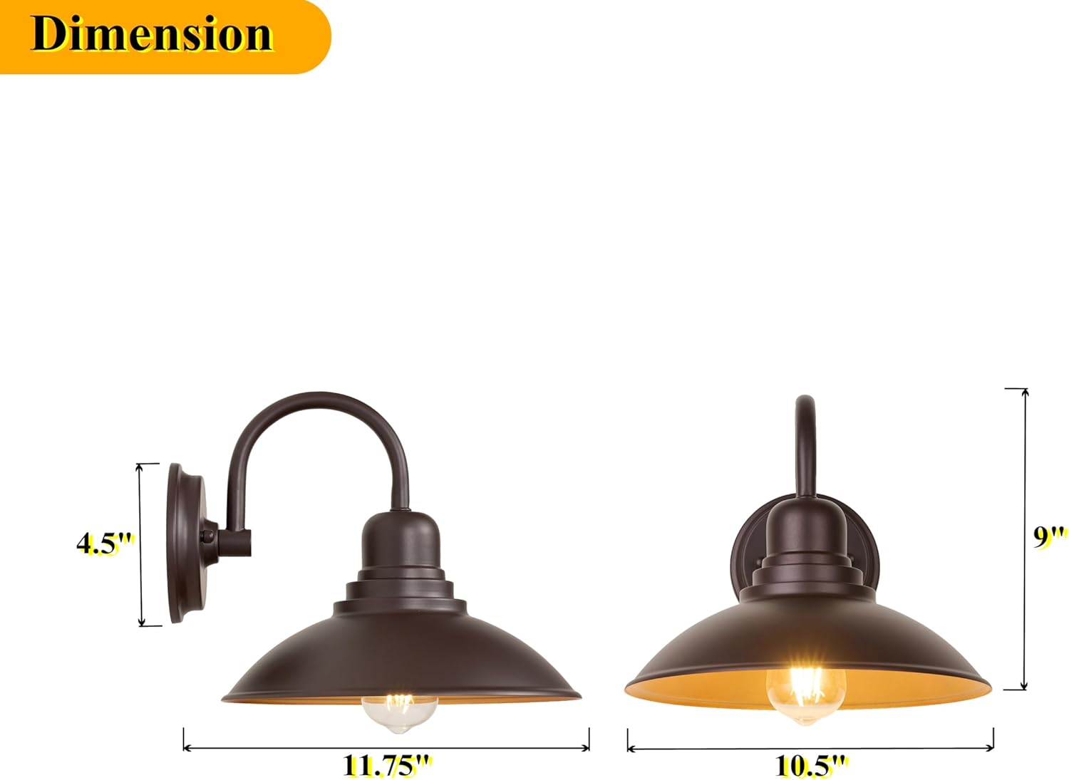 FLALINKO 2 Pack Bronze Barn Wall Lights