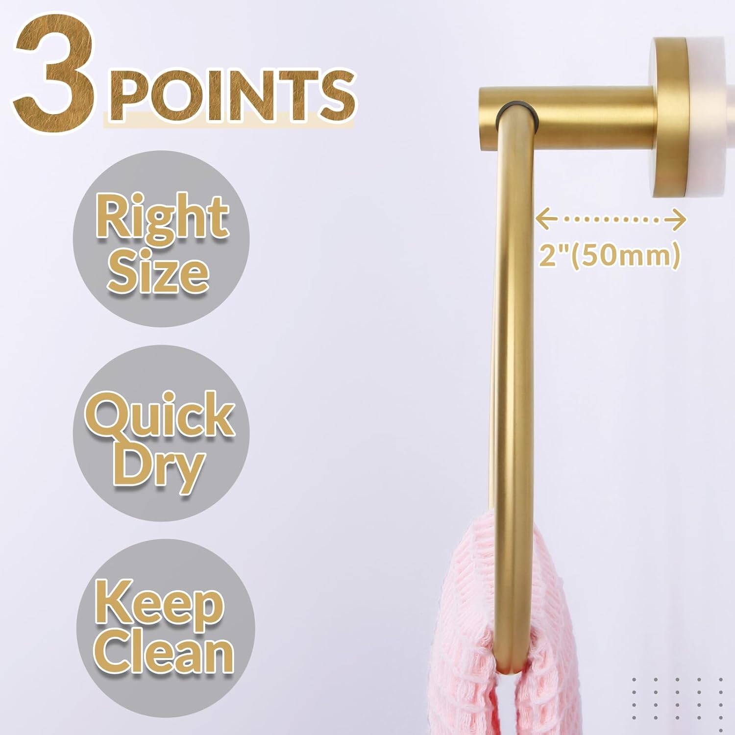 APLusee Brushed Gold Towel Ring for Bathroom Wall 1