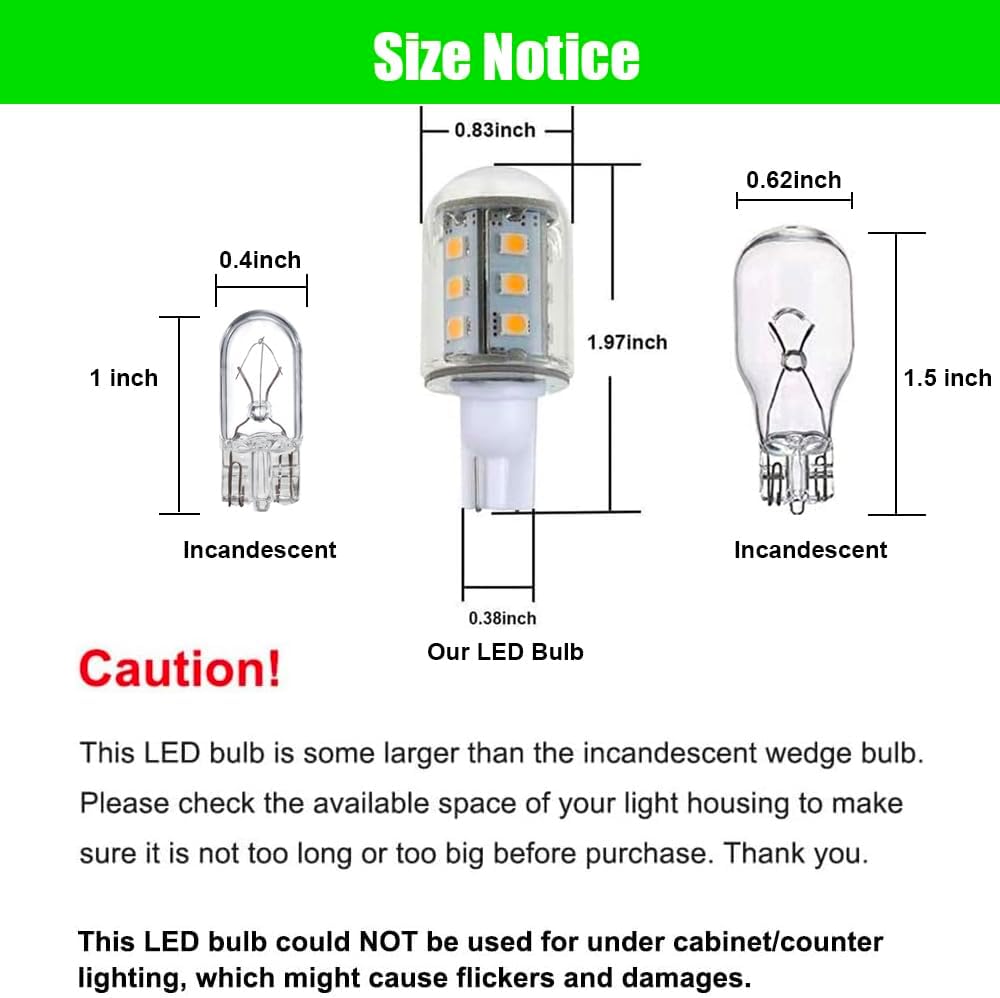 Makergroup T5 T10 LED Bulb 2Watt Cool White 6000K 6pcs