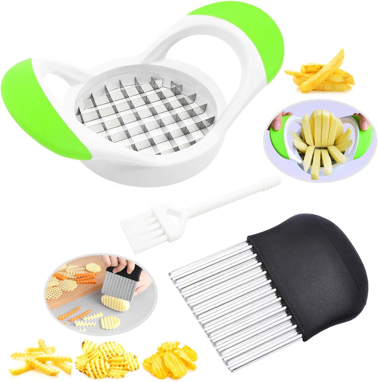 SOAZTAUM 3-Piece Crinkle Cutter Set with Brush