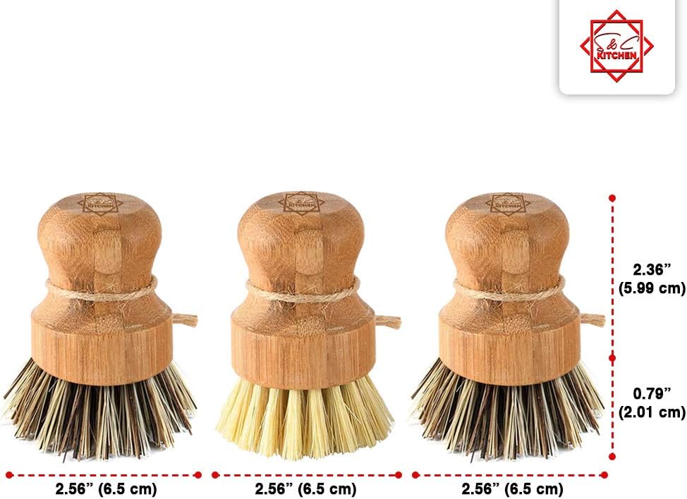 S C Bamboo Scrub Brush Set of 3