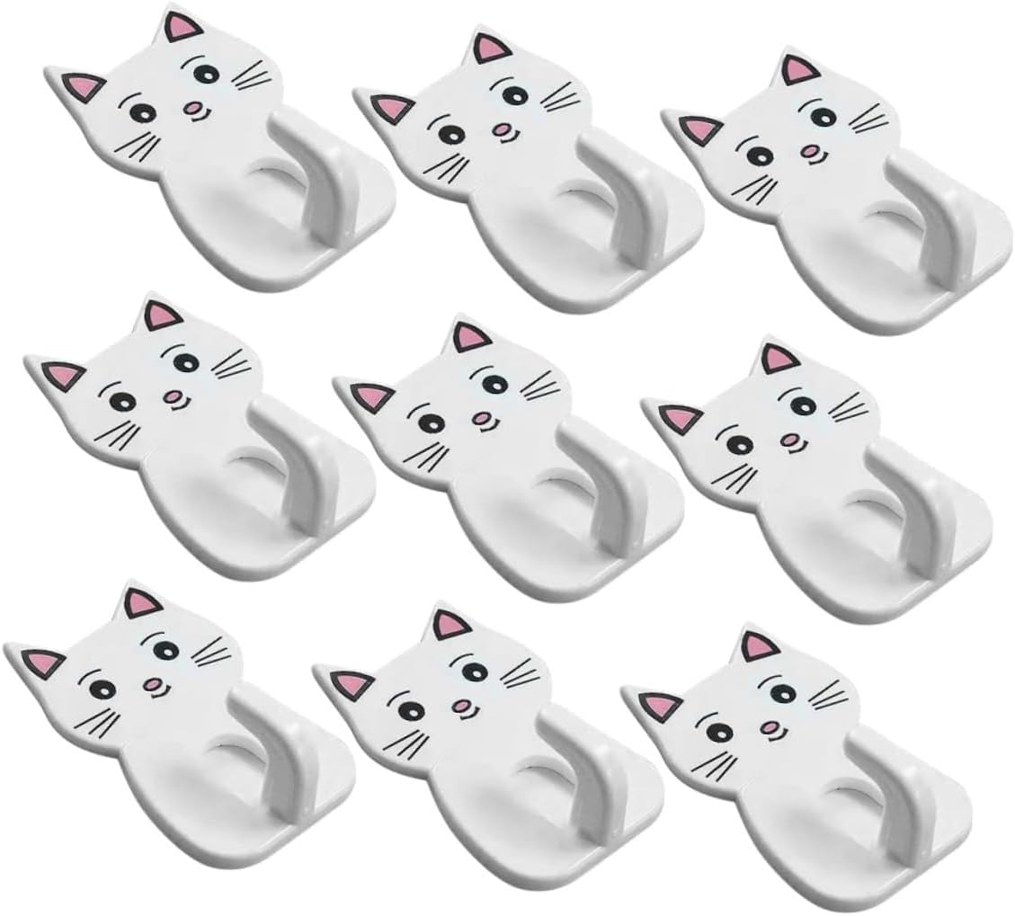Amosfun 9PCS Adorable Cat Shaped Wall Hooks for Bathroom Storage