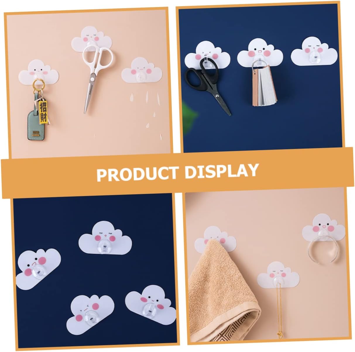 12pcs Cloud Shape Adhesive Wall Hooks for Coats Towels