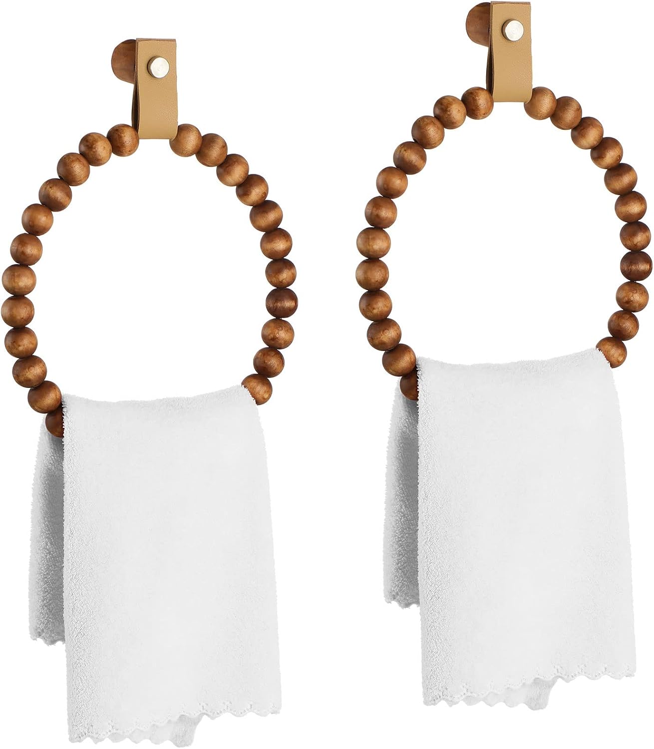 Vesici 2 Pcs Boho Towel Rack Wood Design