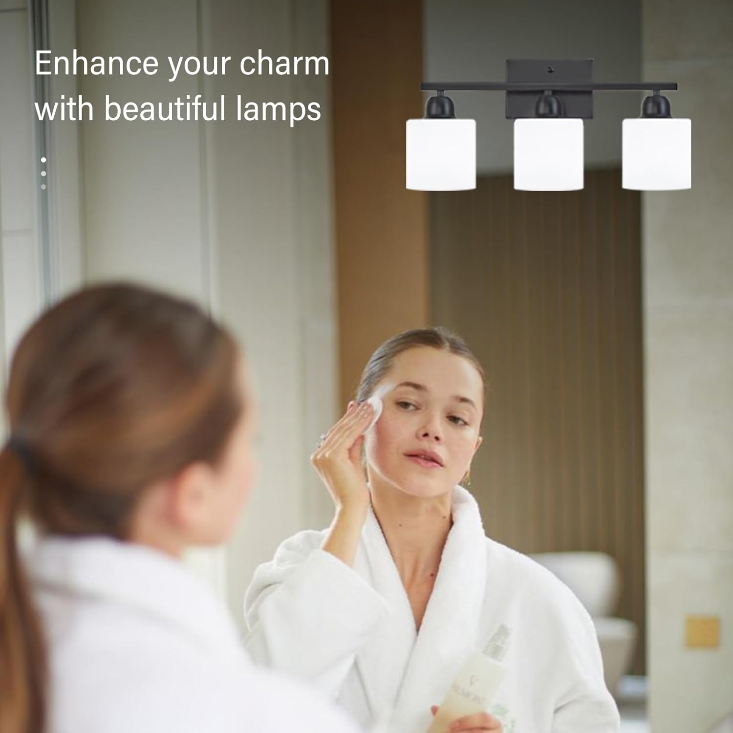 FAISHILAN 3-Light Black Vanity Light with Clear Glass Shades