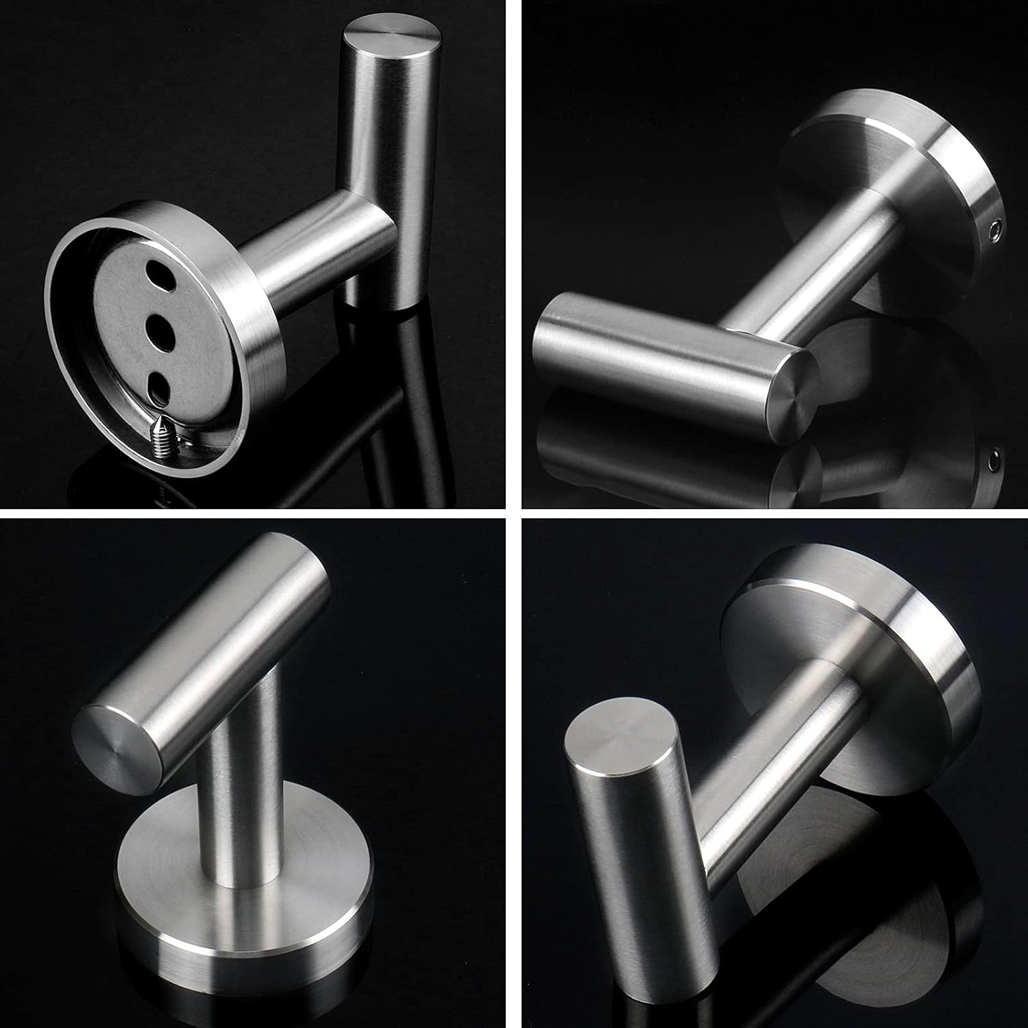 NearMoon 3-Piece Bathroom Hardware Set - Brushed Nickel Towel Ring Hooks