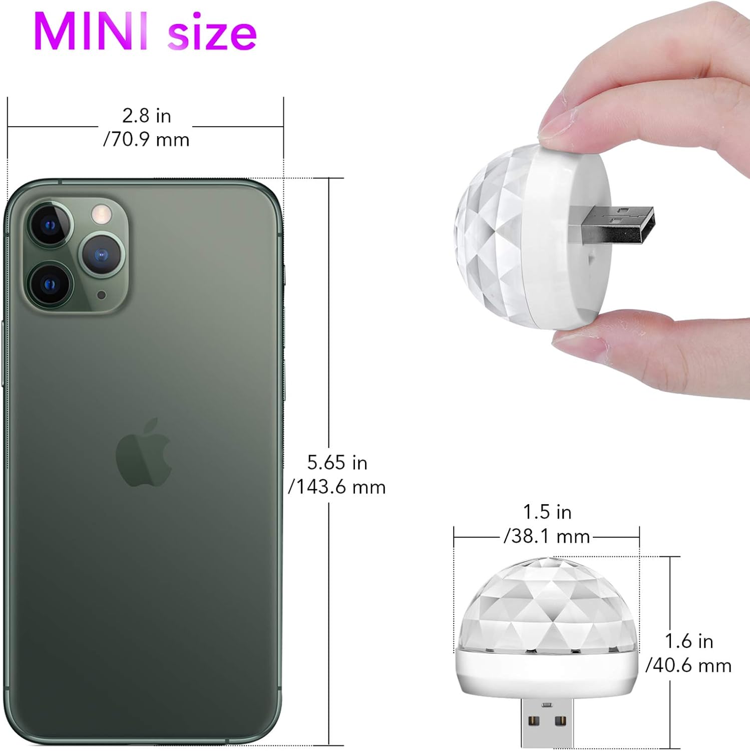 Lmaytech USB Mini Disco Ball Party Light 3 Packs