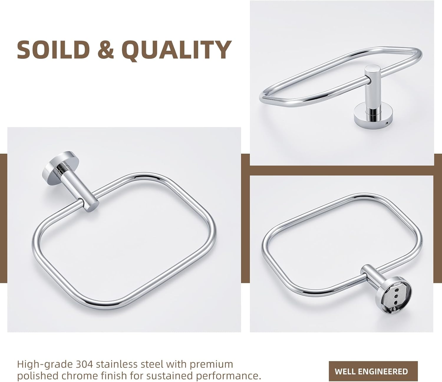 Angle Simple Swivel Towel Ring Chrome