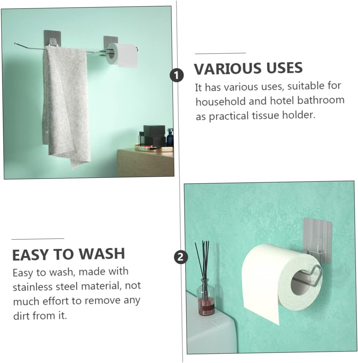 Alipis 1pc Wall Mounted Tissue Holder Stainless Steel Design