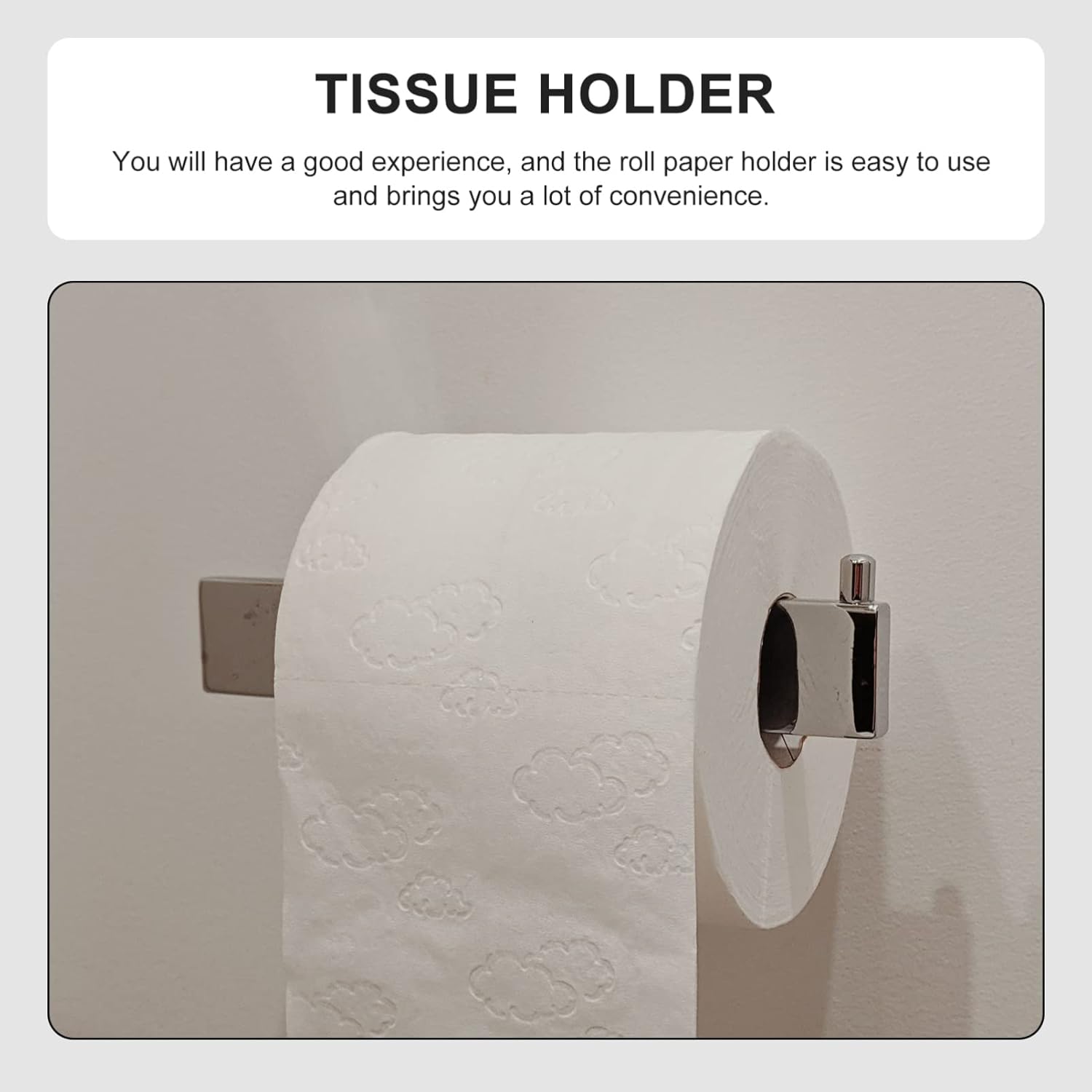 HOUDERCO 1pc No Screw Wall-Mounted Toilet Paper Holder