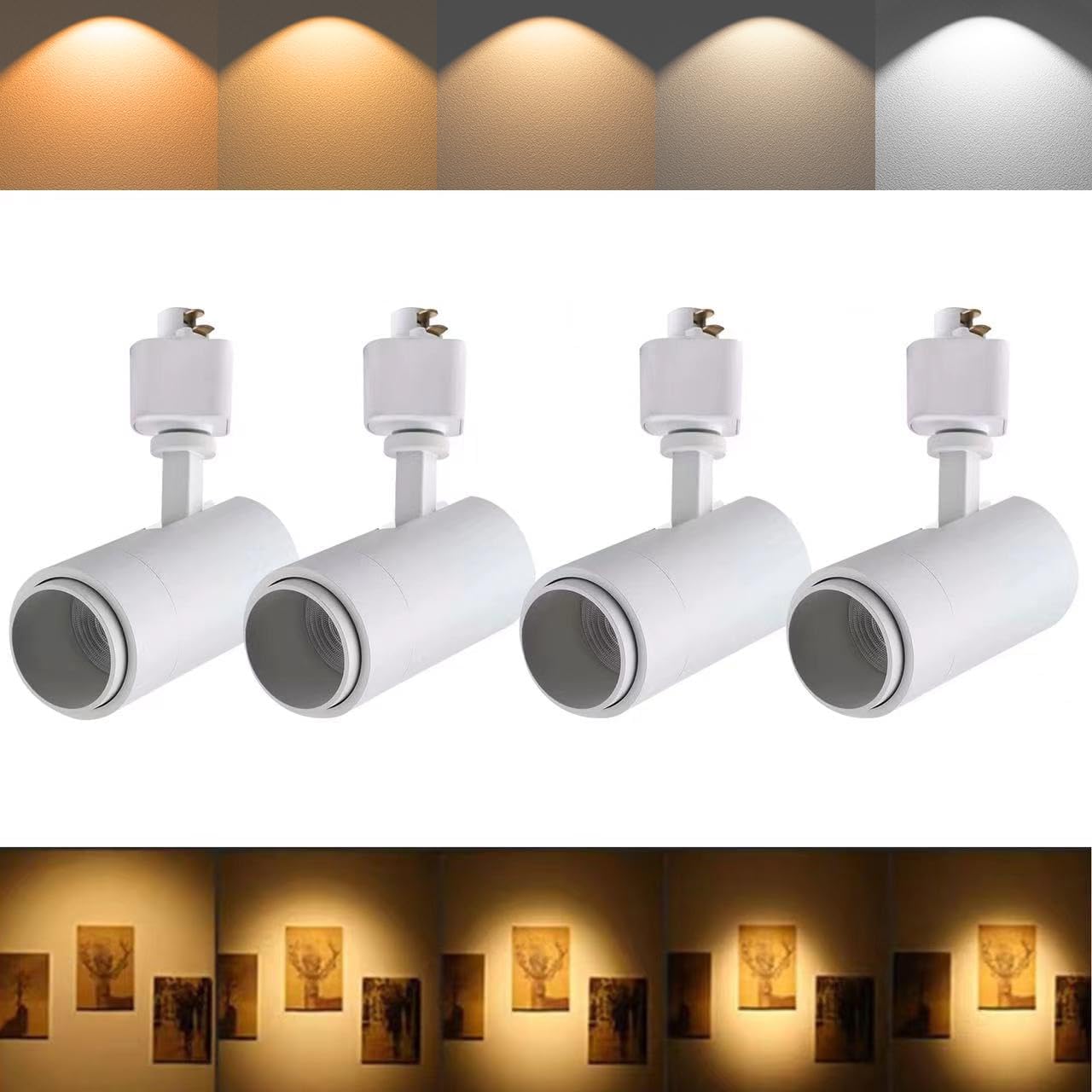5CCT LED Track Lighting Heads 12W Dimmable 4-Pack