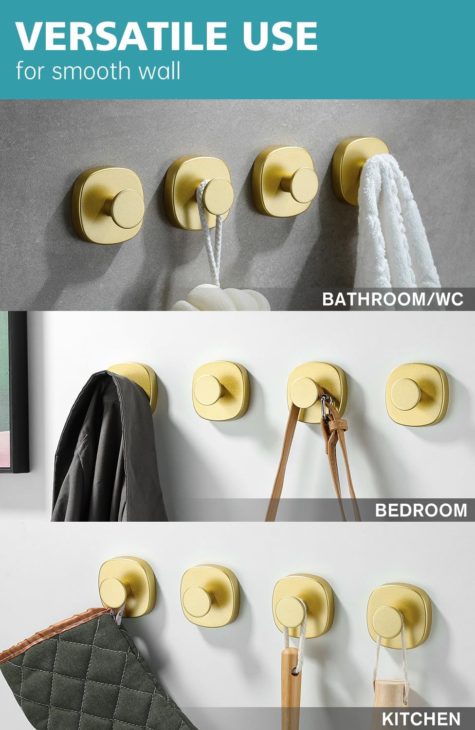 4 Pcs Stainless Steel Suction Cup Hooks for Shower and Bathroom