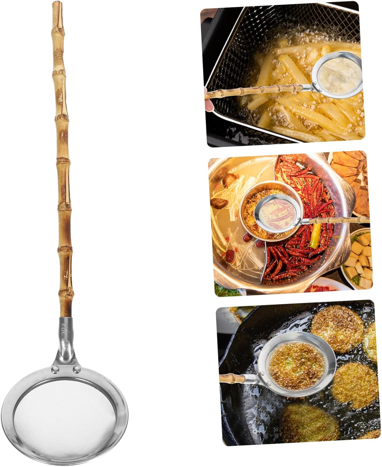 304 Stainless Steel Skimmer Spoon with Handle for Colander and Drainer