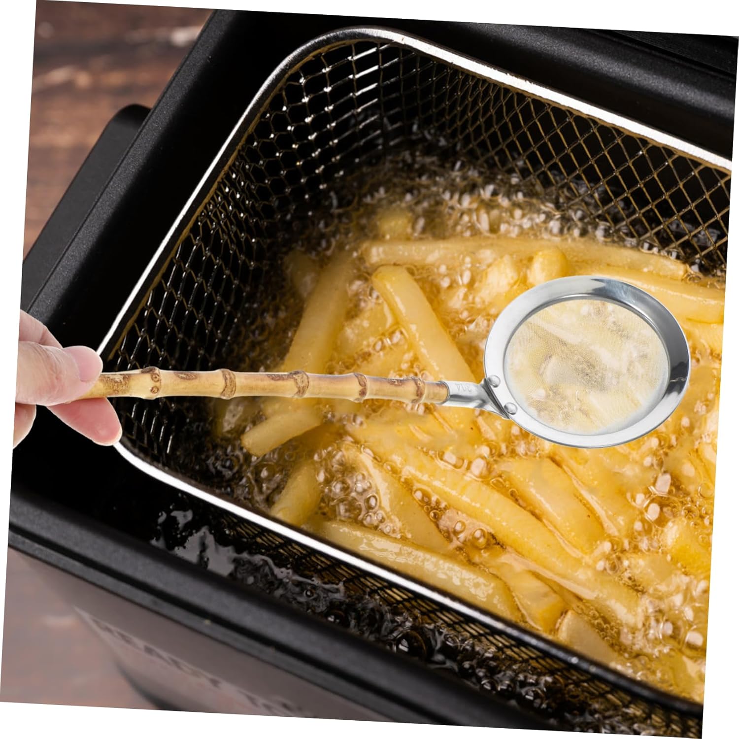 Mikinona 304 Stainless Steel Skimmer Colander with Handle 1