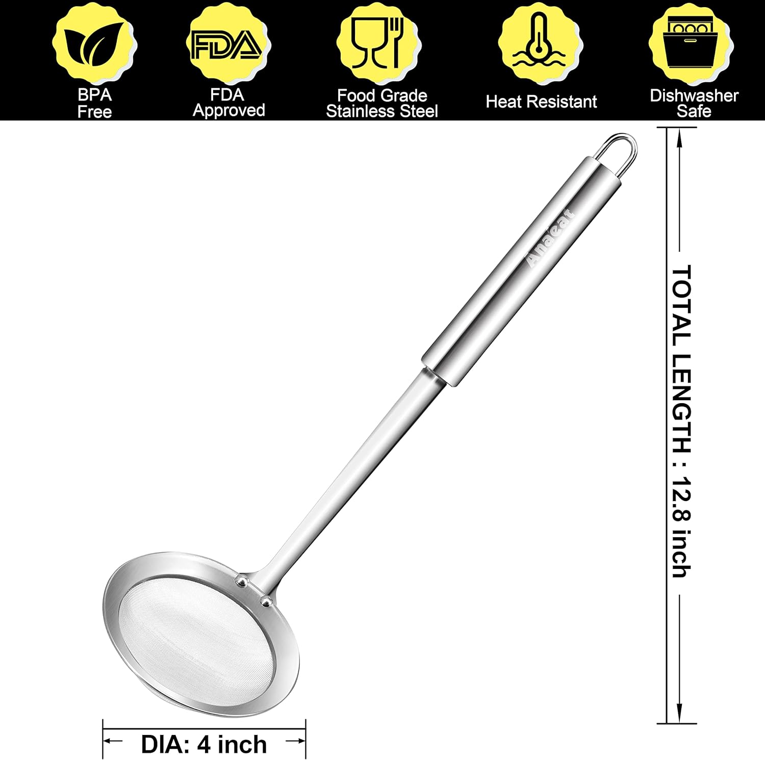 Anaeat 4 Inch Fat Skimmer Spoon with Long Handle 1