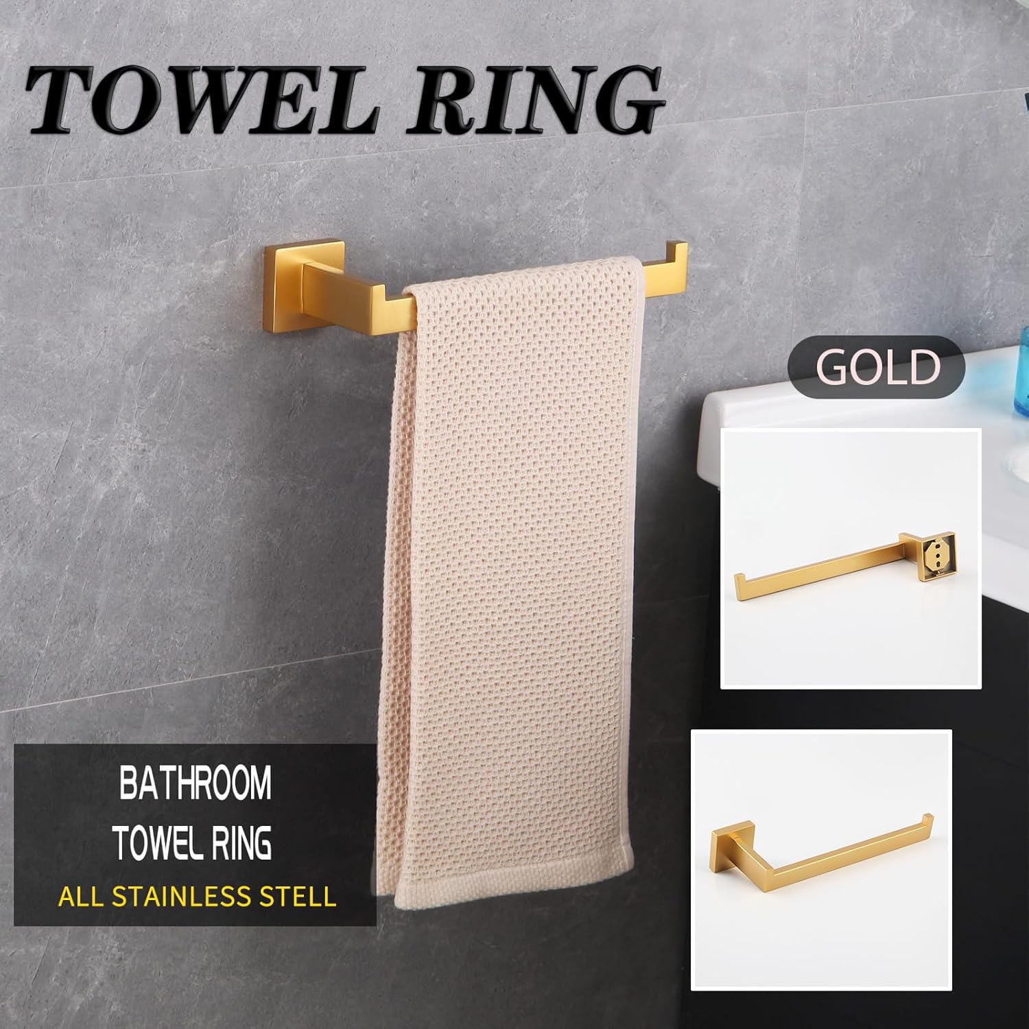 GERZWY Gold Towel Ring Bathroom Hardware