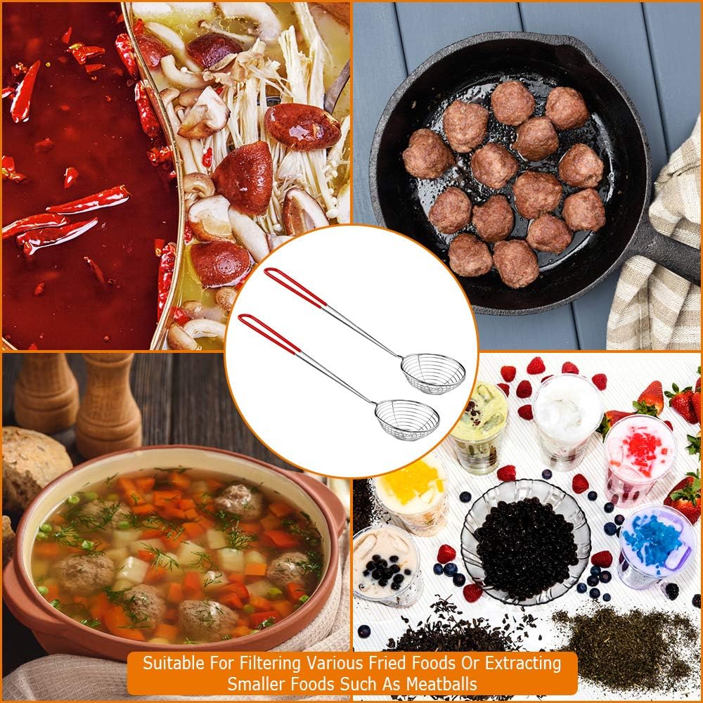 Heqishun 8-Piece Stainless Steel Skimmer Colander with Long Handle