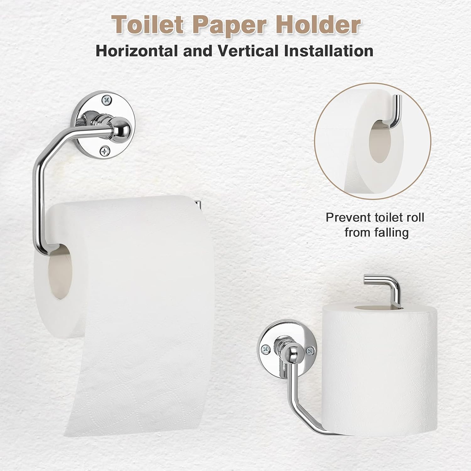 ETELI 3-Piece Stainless Steel Towel Ring Set with Toilet Paper Holder