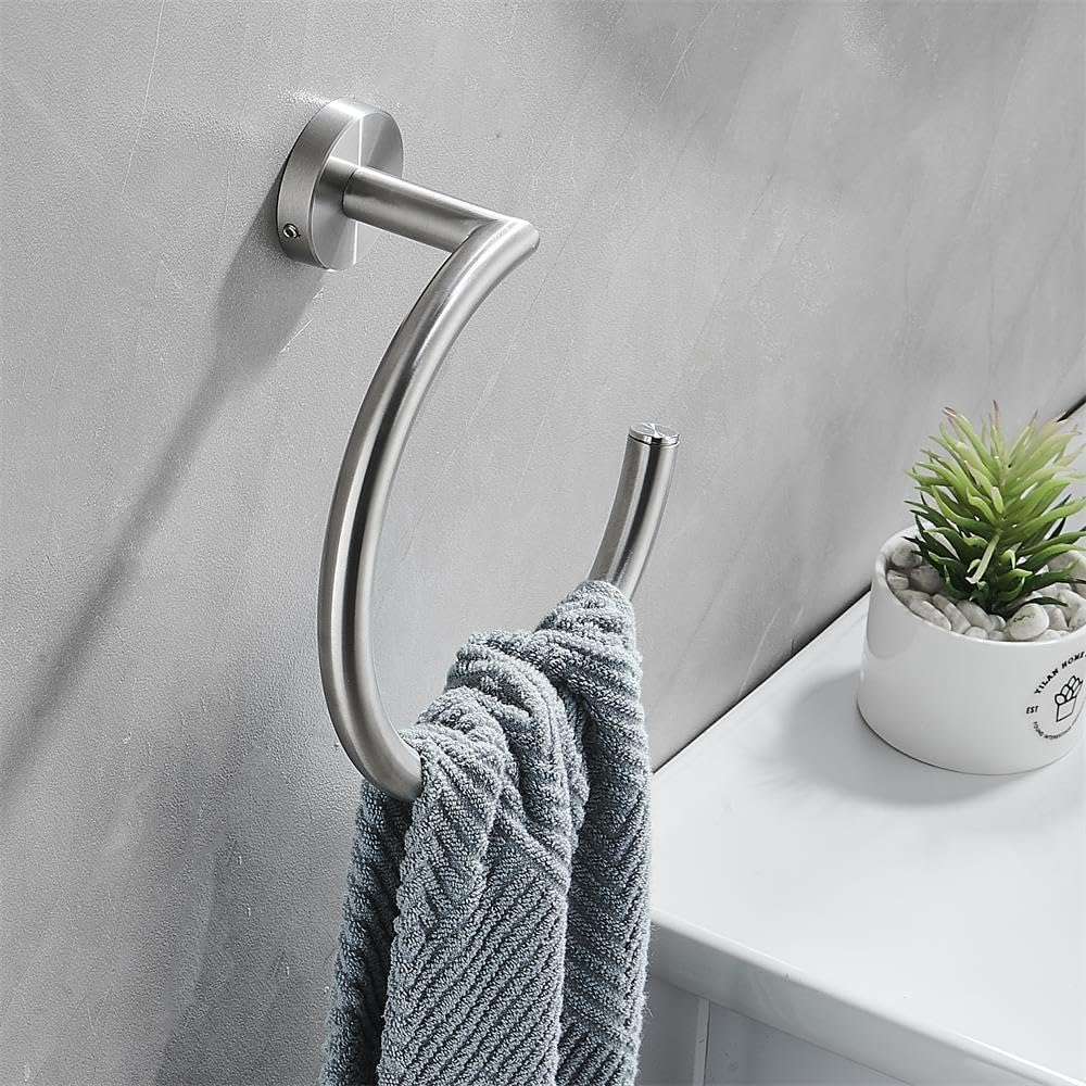 LSLANSOON Brushed Silver Stainless Steel Towel Ring