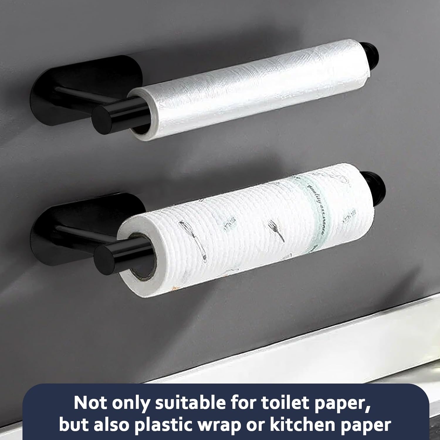 Stainless Steel Self Adhesive Toilet Paper Holder Black