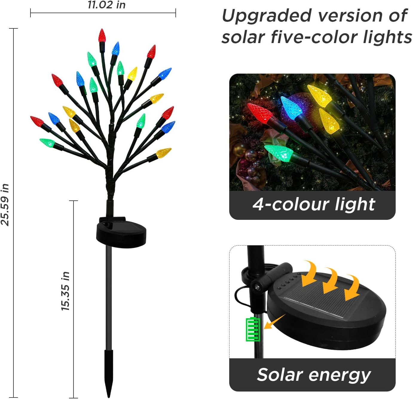 BeHiller Solar Strawberry Tree Lights 2PACK 40LED Outdoor Decor