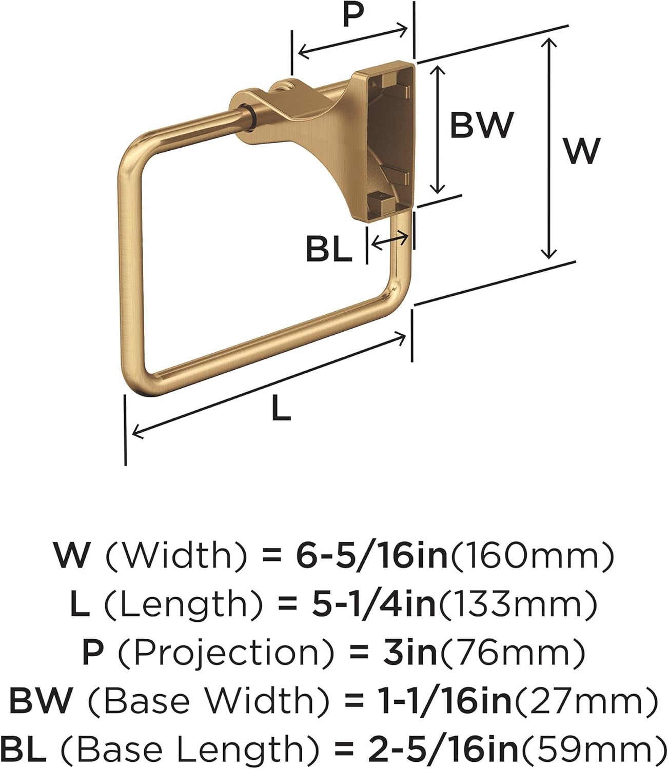 Amerock BH36052CZ Champagne Bronze Towel Ring