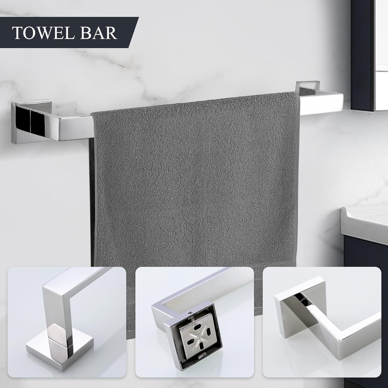 TURS 4-Piece Stainless Steel Towel Bar Set for Bathroom Wall Mount