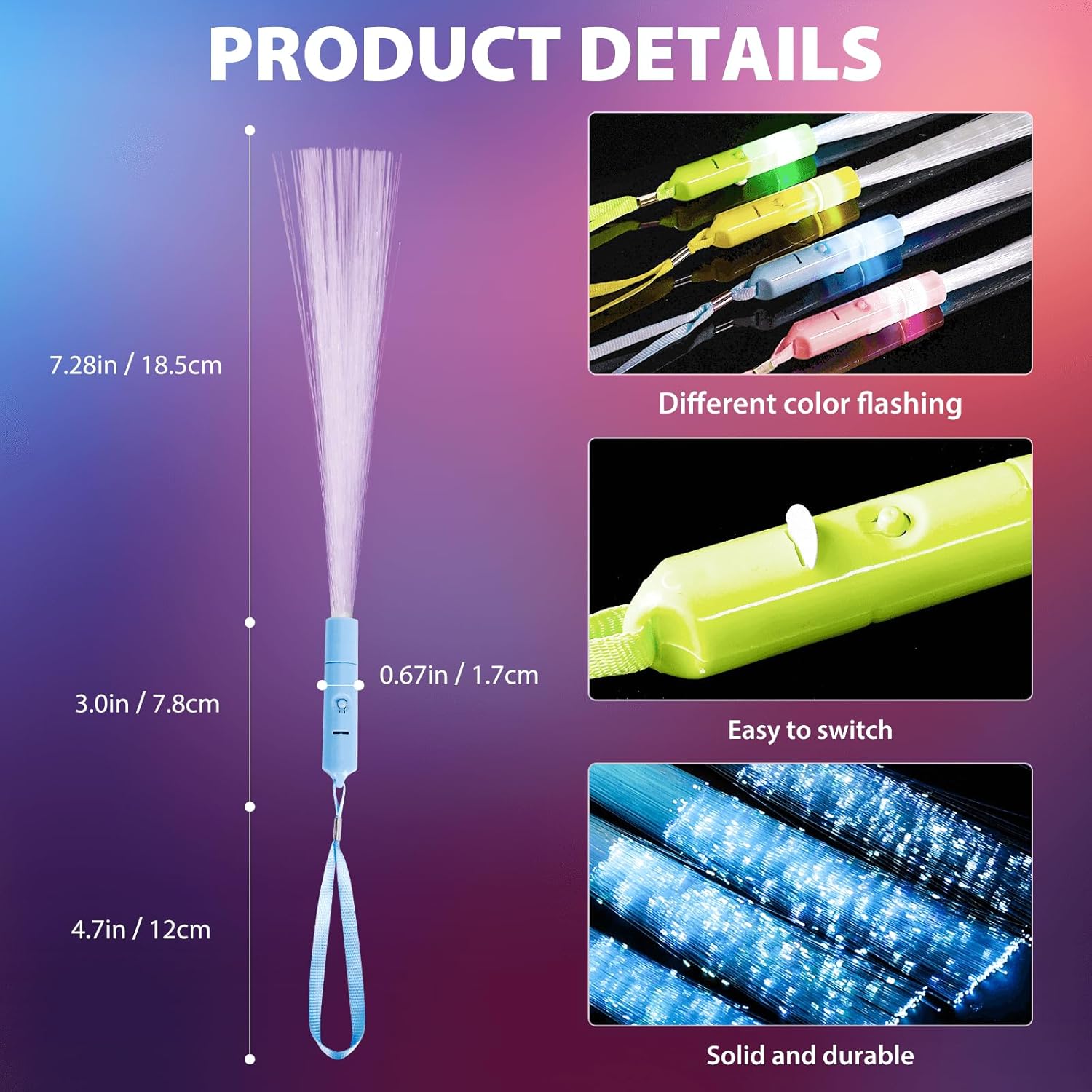 28 Pcs Fiber Optic Glow Wand Light Up Toy for Parties