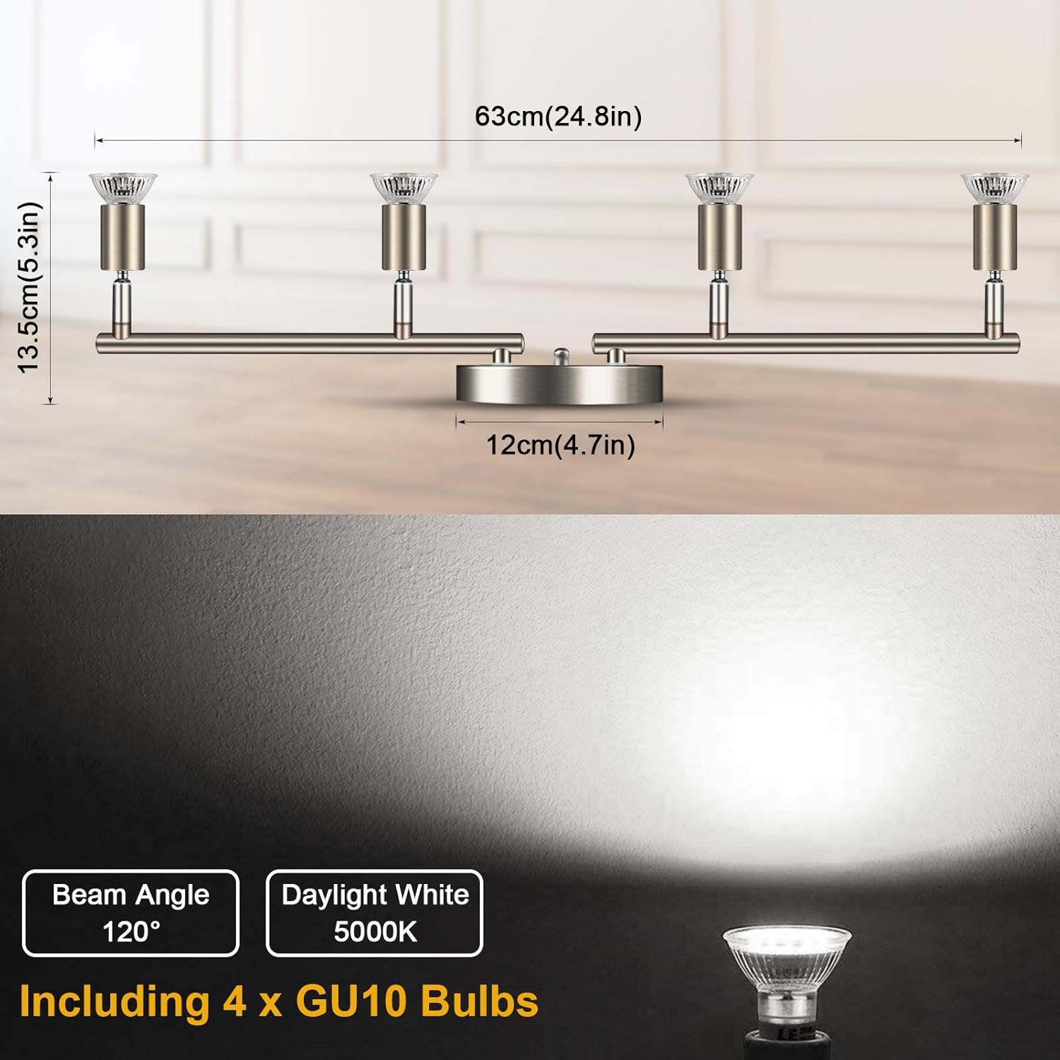 Ascher 4-Light LED Track Lighting Kit with Matte Nickel Finish