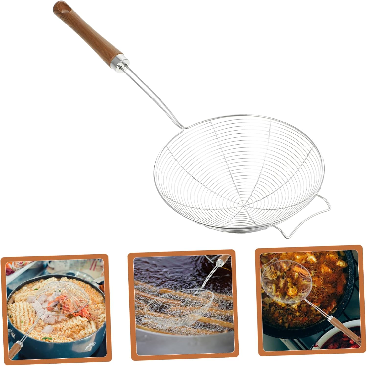 Luxshiny 304 Stainless Steel Skimmer with Wooden Handle 1