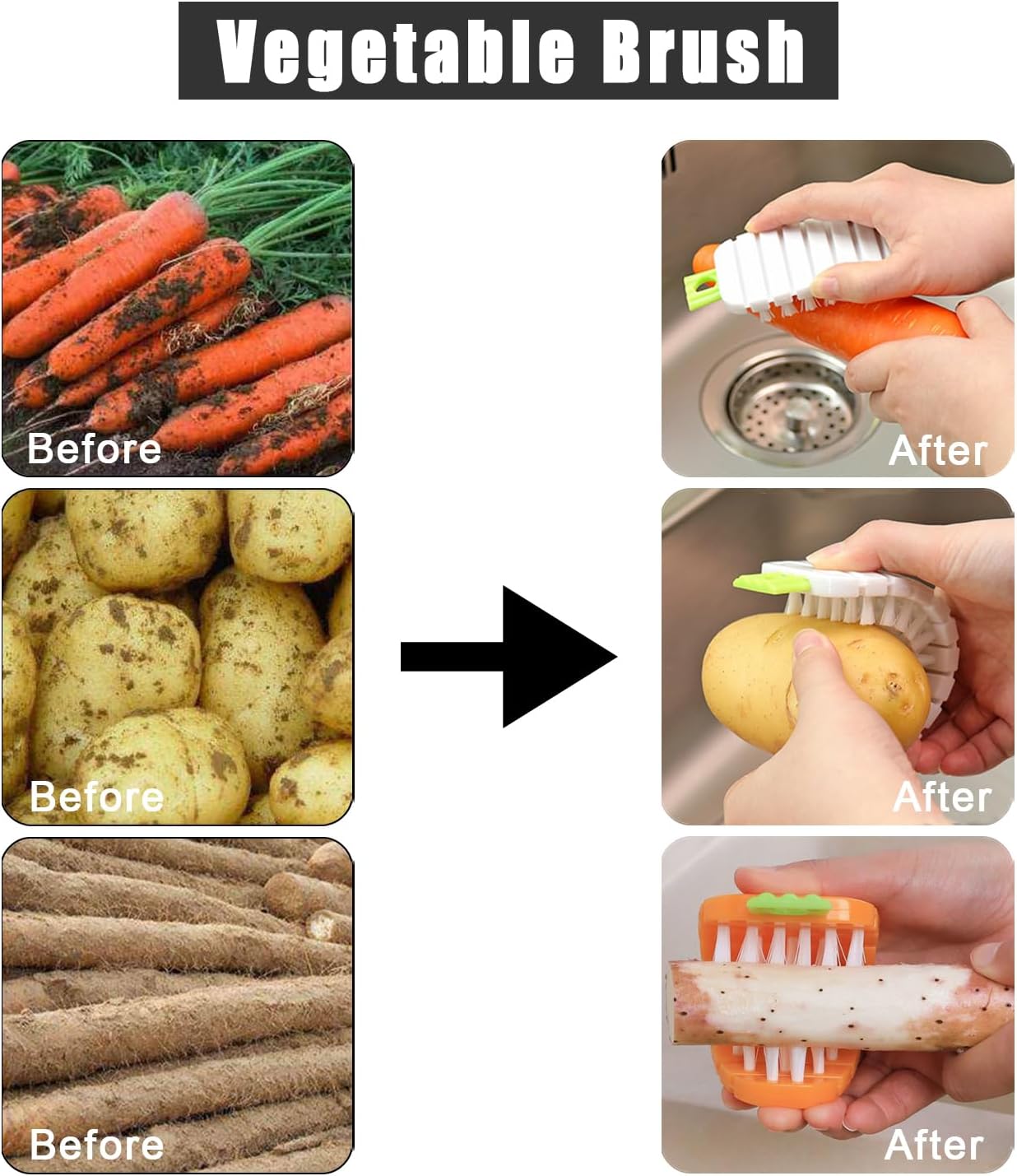 Qiifaiikooii Vegetable Brush 2 Pcs Bendable Cleaning Brush