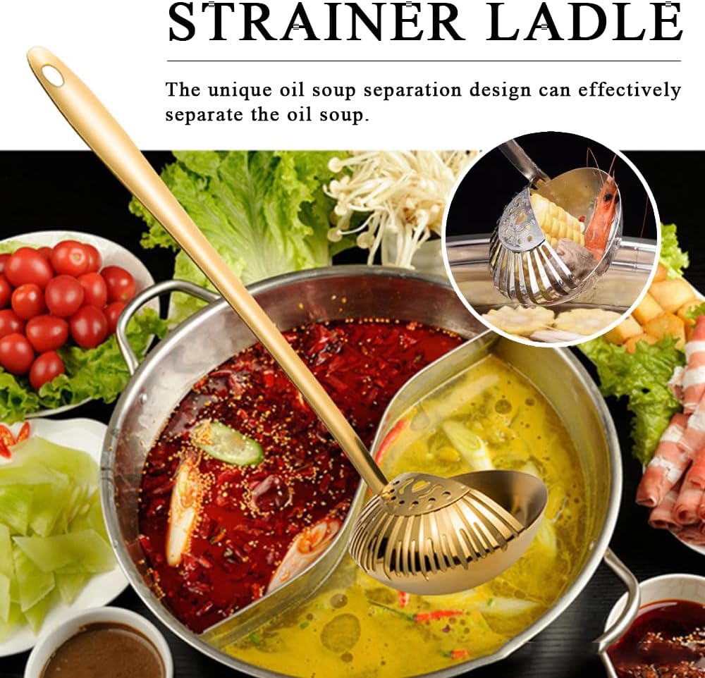 OULIGET 2 in 1 Soup Strainer Ladle Set
