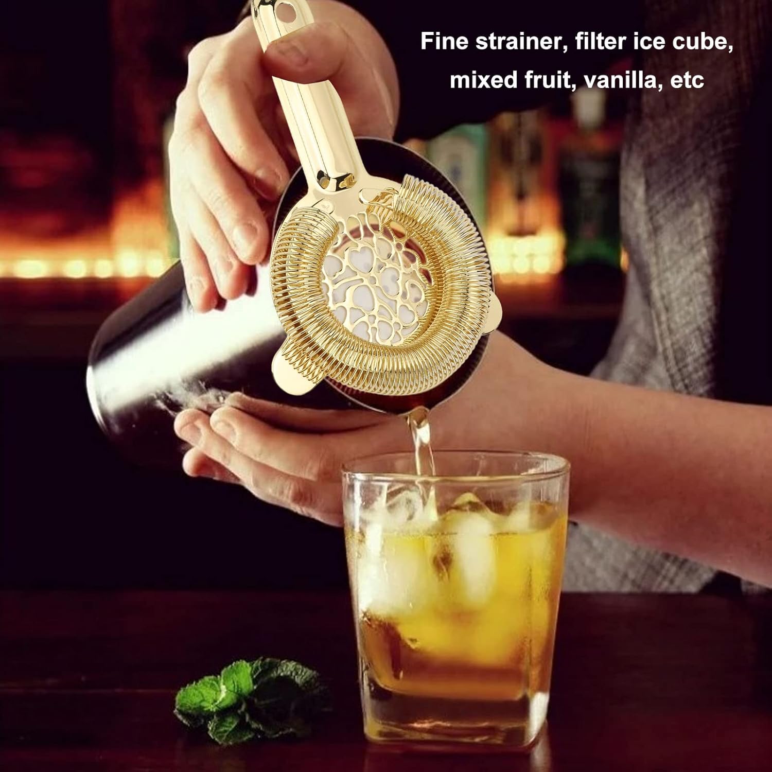 Cocktail Strainer Luxury Gold Stainless Steel for Bartending