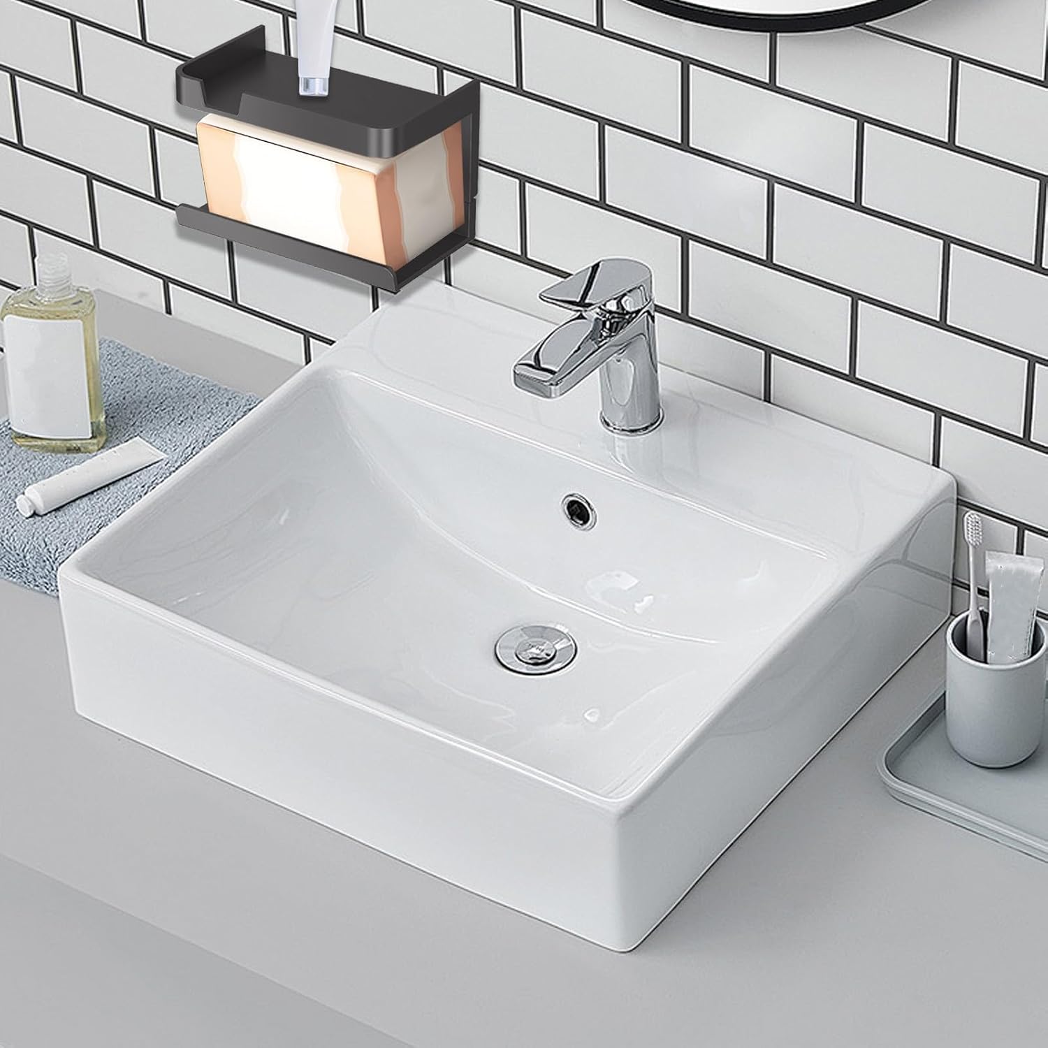Wall Mounted Toilet Paper Holder with Shelf and Storage