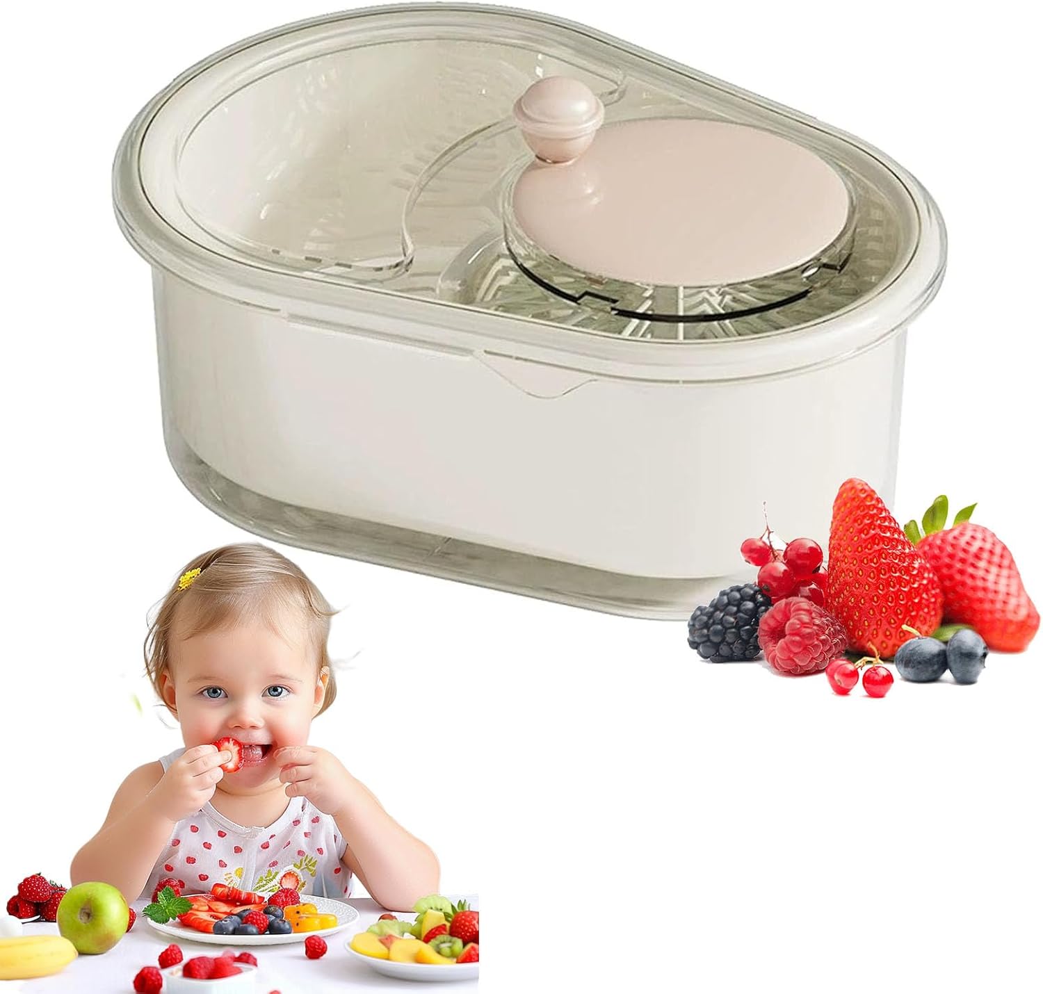 2025 Portable Fruit Cleaner Spinner with Brush and Bowl