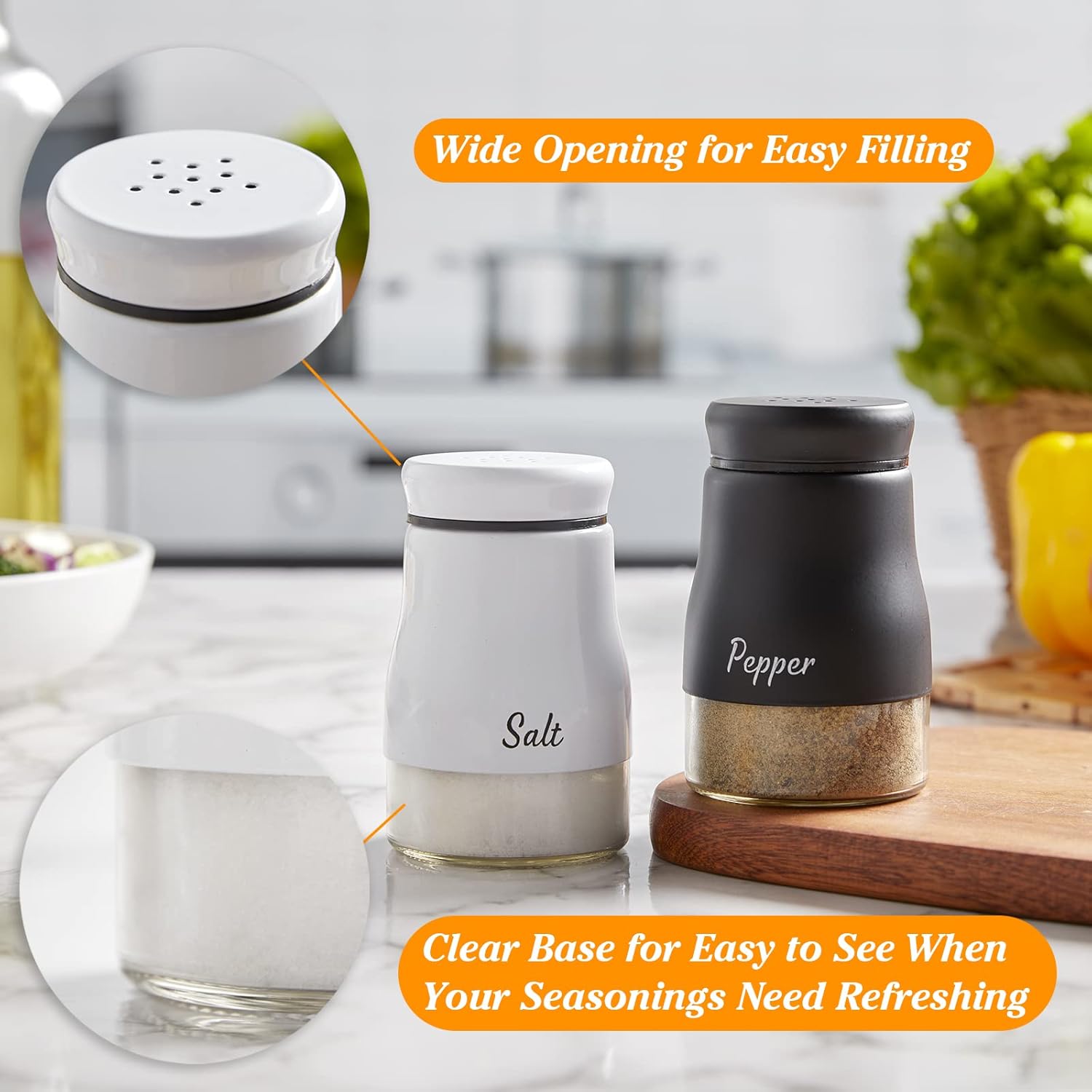 Bivvclaz Salt Pepper Shakers Set 5 Ounce