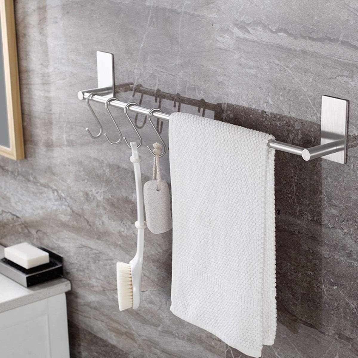 Ulifestar Bathroom Towel Bar Holder 3M Adhesive Brushed Nickel 22