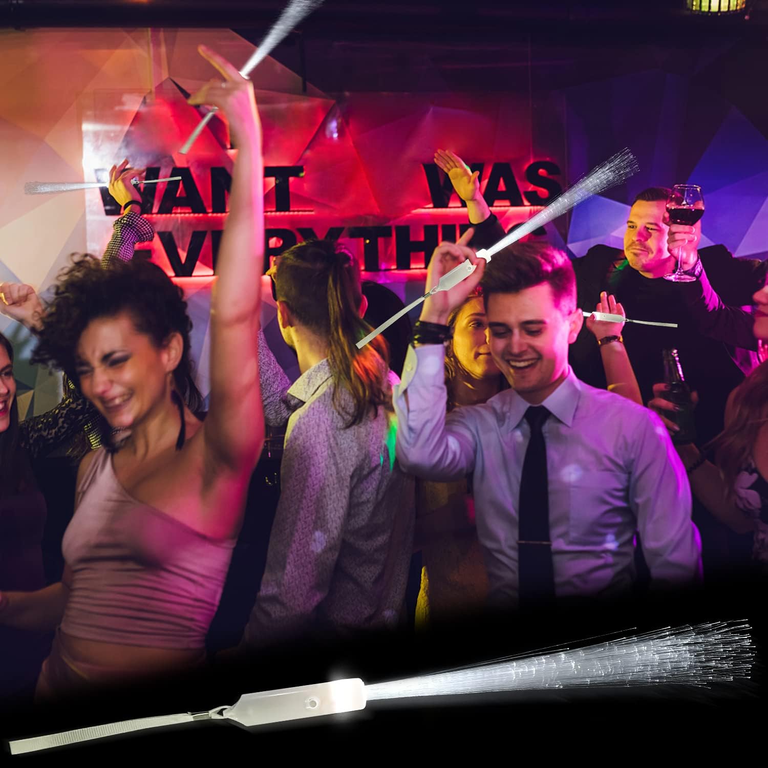 15 PCS White Fiber Optic LED Glow Sticks Party Favors