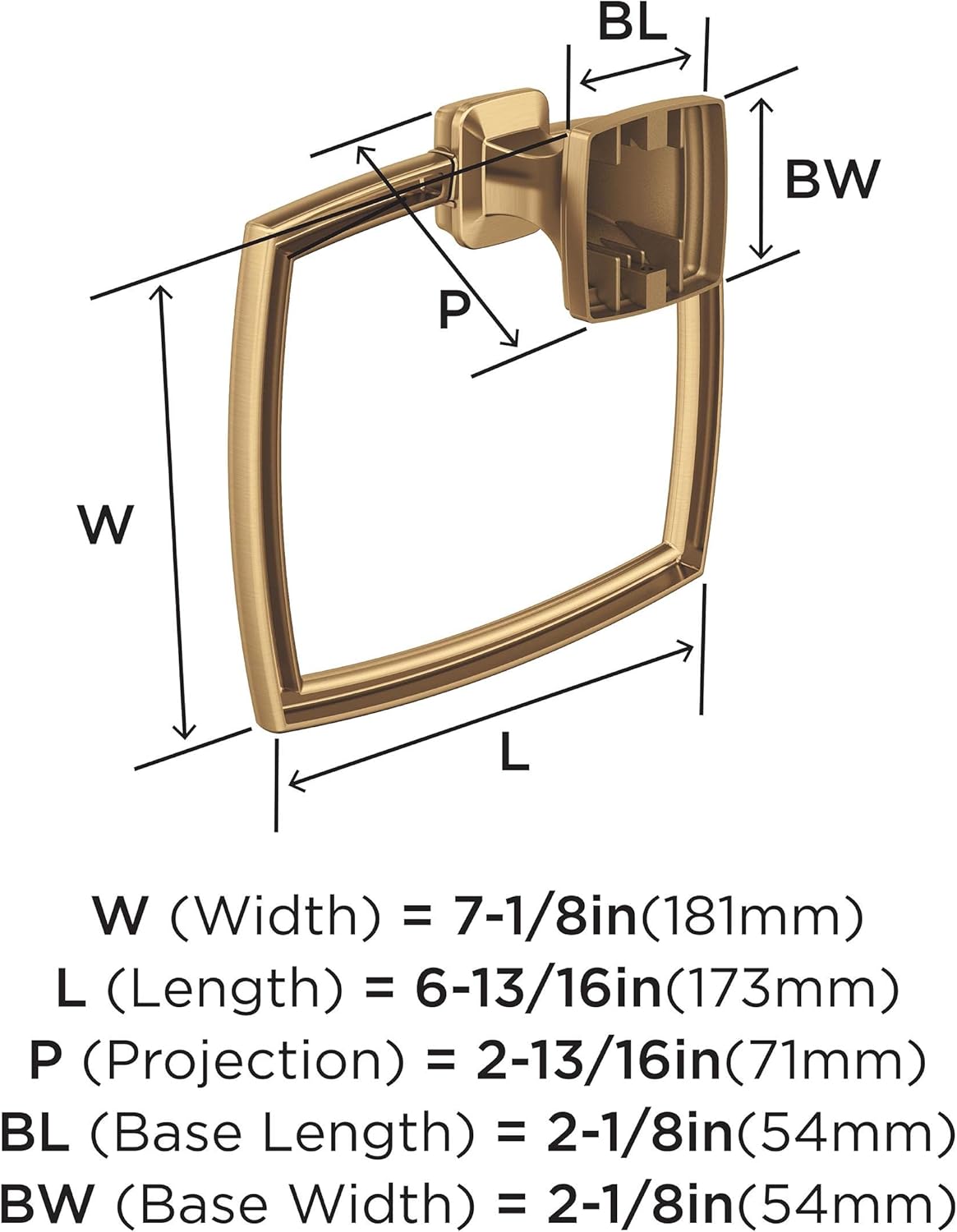 Amerock BH36032CZ Champagne Bronze Towel Ring