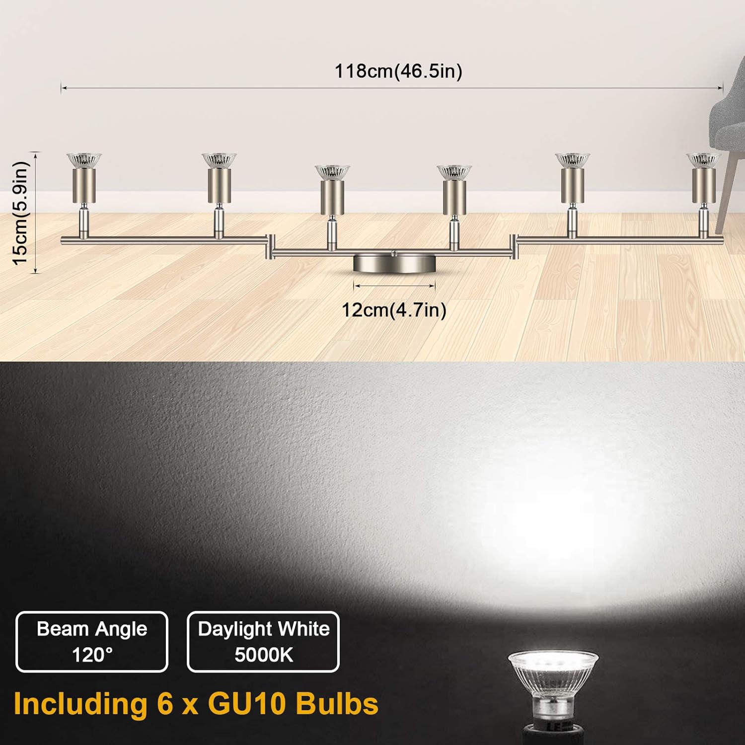 Ascher 6-Light LED Track Lighting Kit with Matte Nickel Finish