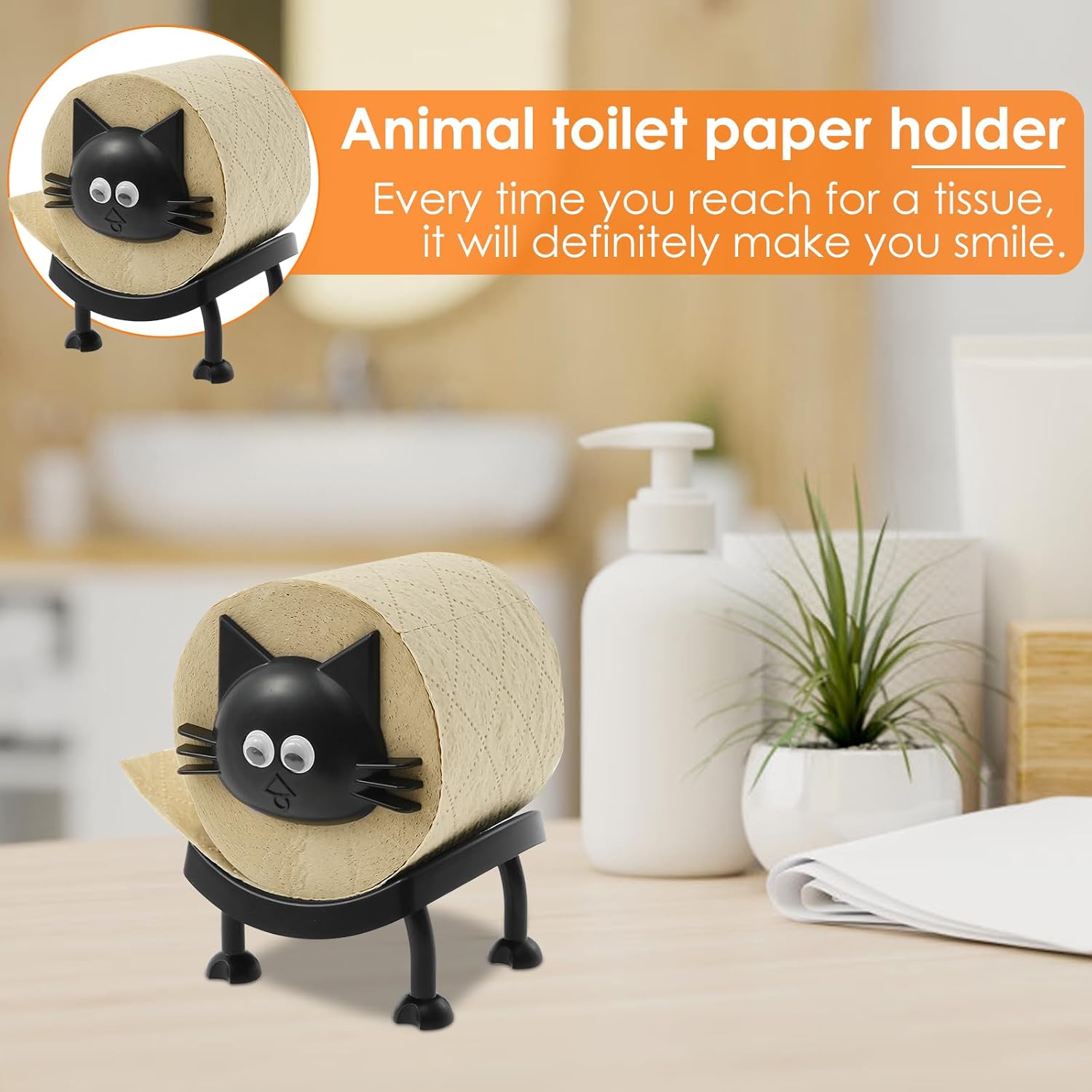 LAINIUTE 3Pcs Funny Cat Toilet Paper Holder