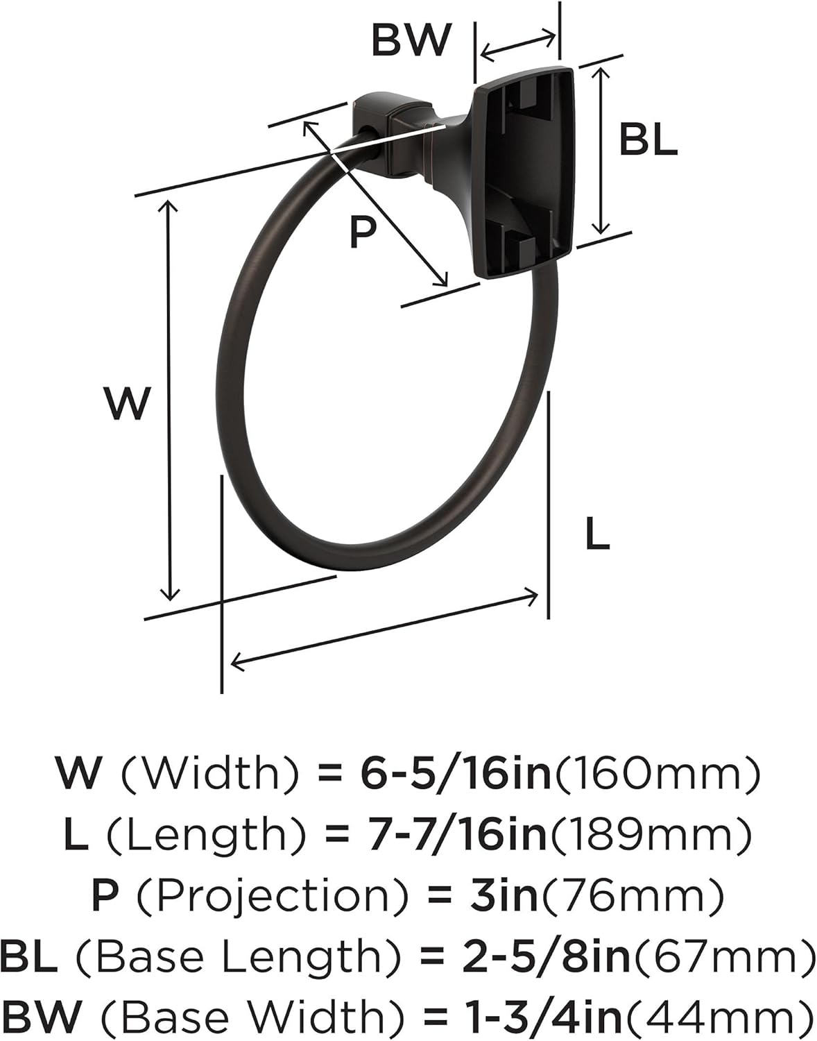 Amerock Oil Rubbed Bronze Towel Ring 7-716 in