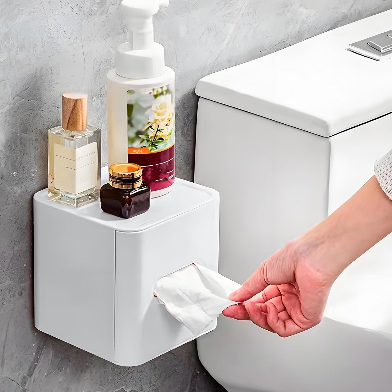 Sturdy Toilet Paper Holder with Back Adhesive Tape