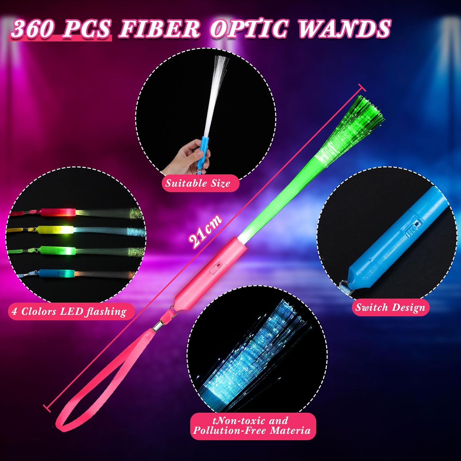 Junkin 200 Pcs LED Glow Wand with Batteries for Party