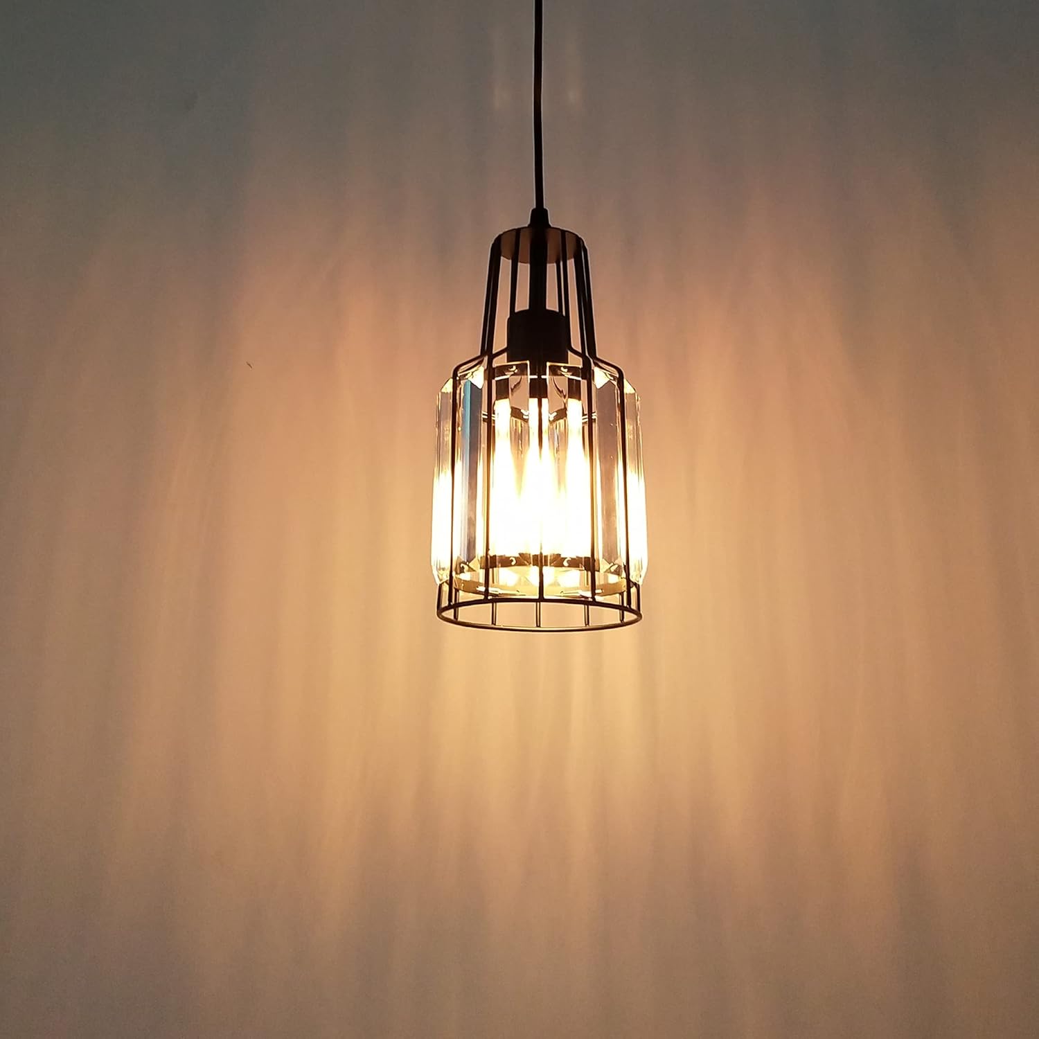 Adjustable Track Pendant Light with Crystal Shade and Smart Edison Bulbs