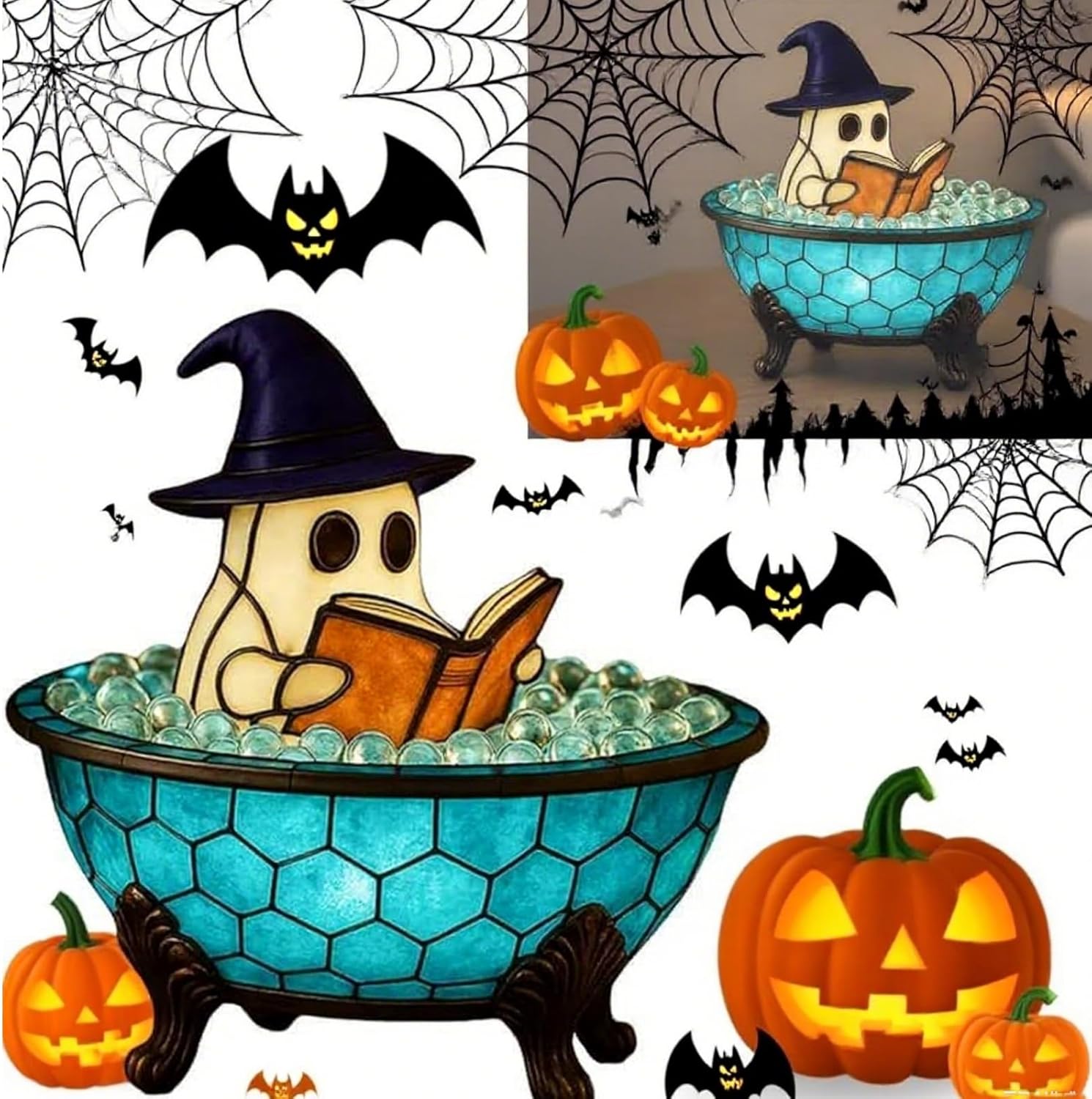 Ghost Bubble Bath Lamp - Halloween Night Light Decor