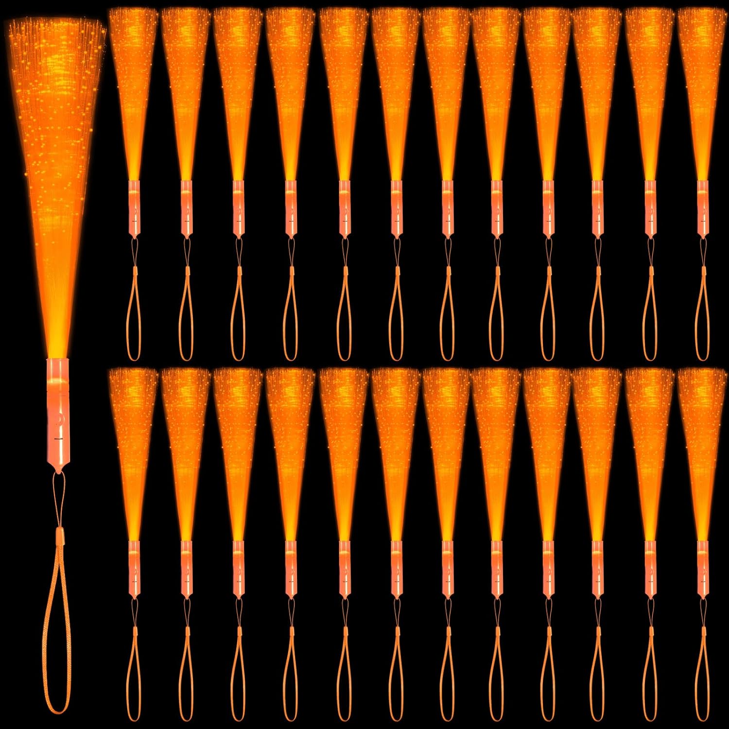 48 PCS Orange Glow Fiber Wands LED Light Wands